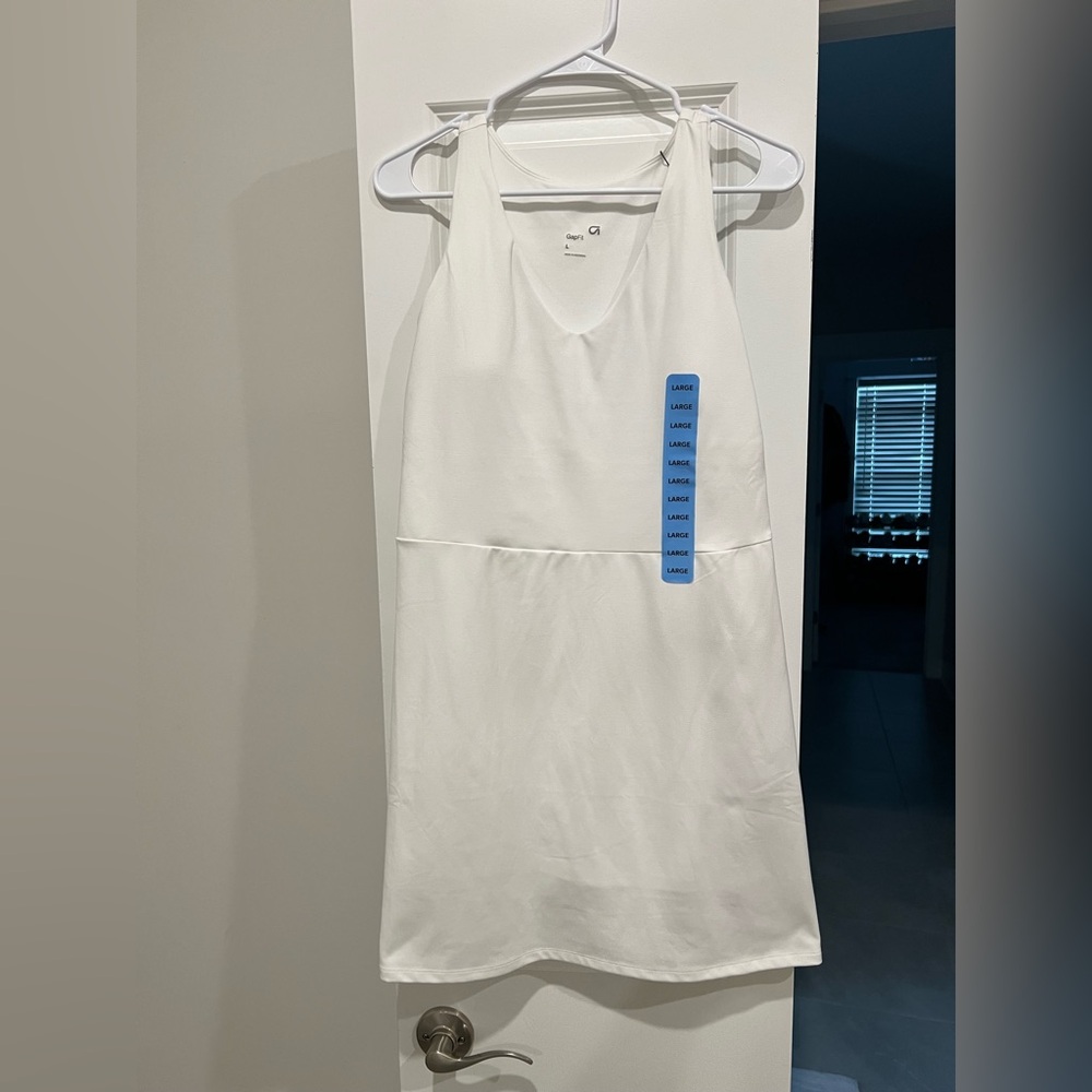 Gap Fit Women's White Athletic Mini Dress Size L NEW